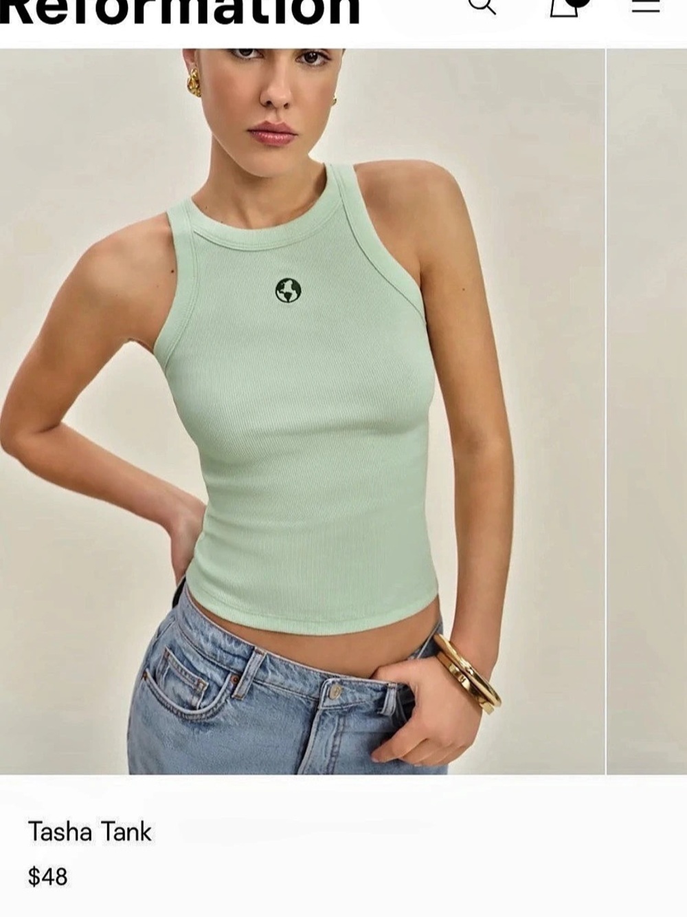 Reformation Tasha Tank Top in Green